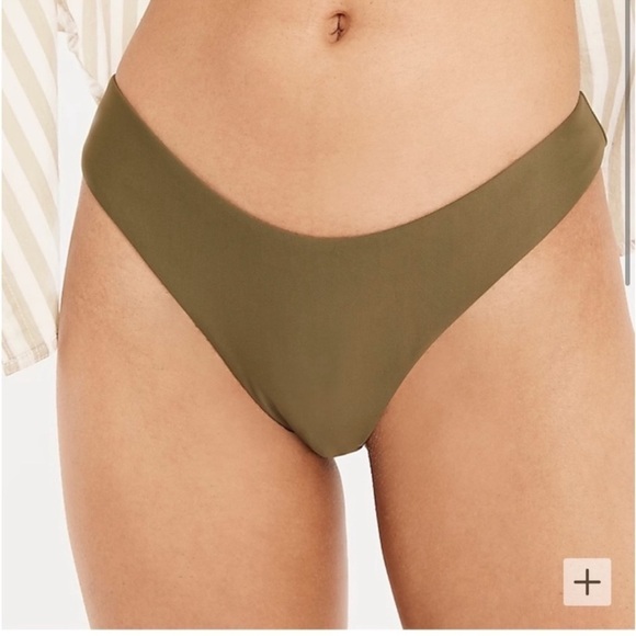 J. Crew Curved waist cheeky bikini Swim bottom BC125 Safari Olive Green NEW - Picture 2 of 14